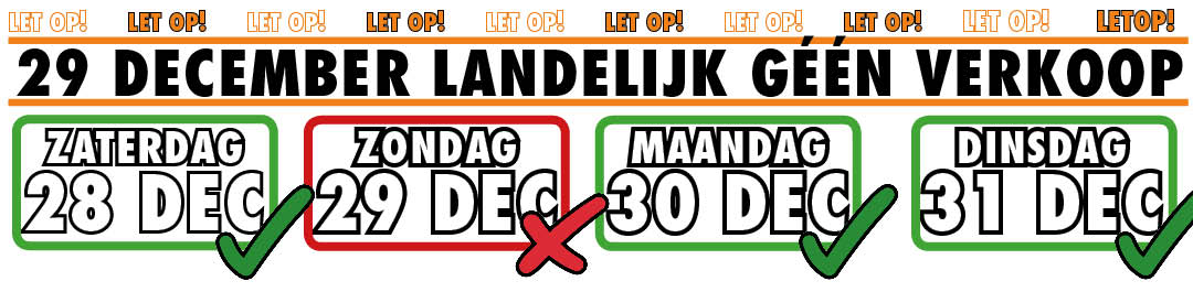 Landelijk geen verkoop op zondag